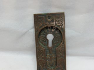 Antique Vintage Victorian Brass Pocket Door Pull Key Hole 2