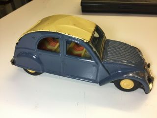 UNIQUE 8 - 1/2” DAIYA 2CV CITROEN SEDAN BLUE VERY TOY CAR 1960 ' S JAPAN 7