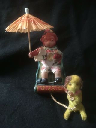 Vintage Rare Bandai Funny Rocker Circus Toy Tin & Celluloid Wind Up