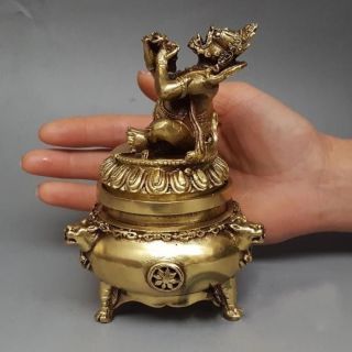 Chinese Buddhism Vajra King Kong Mahakala Brass Statue Incense Burner 4