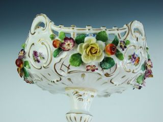 Antique Vtg SIGNED Sitzendorf German Hand Painted Porcelain Compote Vase 6