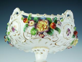 Antique Vtg SIGNED Sitzendorf German Hand Painted Porcelain Compote Vase 7