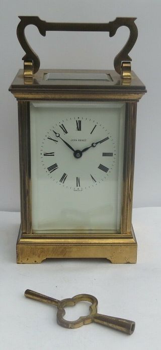 Vintage Jean Renet 8 - Day Carriage Clock C/w Key