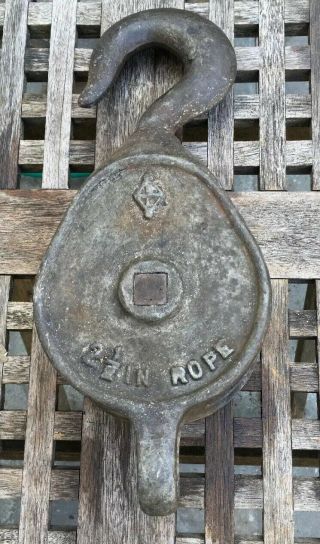 Vintage Large Block And Tackle.  Steel 2 Pulley.