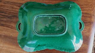 Wedgwood green Majolica platter 1 chip basket and leave design OPV C 3