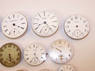 Vintage Waltham Pocket Watch Movements,  18s P.  S.  Bartlett,  24 Hr Dial,  Premier &More 4