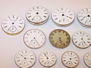 Vintage Waltham Pocket Watch Movements,  18s P.  S.  Bartlett,  24 Hr Dial,  Premier &More 6
