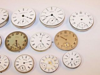 Vintage Waltham Pocket Watch Movements,  18s P.  S.  Bartlett,  24 Hr Dial,  Premier &More 7