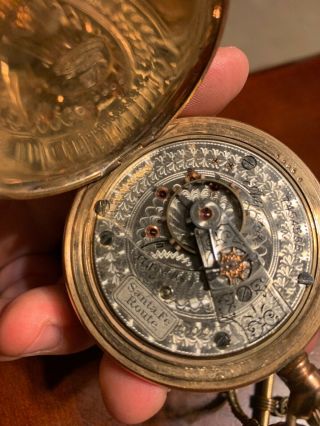 Waltham Santa Fe Route Pocket Watch 14k 6