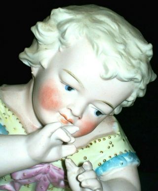 Antique German Conta Boehme Piano Baby Little Girl Doll Bisque Figure Figurine