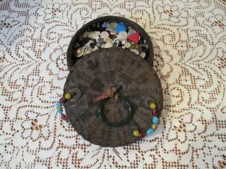 Chinese Sewing Basket And Buttons