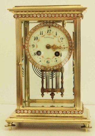 Tiffany & Co French 8 Day Four Glass Crystal Regulator Clock Numbered 17303