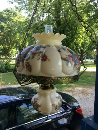 Vtg Gone With The Wind Style Hanging Swag Hurricane Chandelier Lamp Light