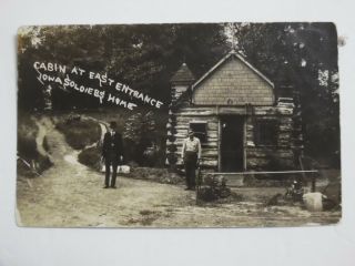 C.  1910 Iowa Soldiers Home Real Photo Postcard Cabins East Entrance Marshalltown