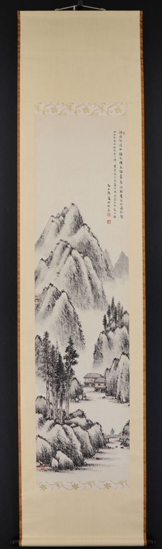 JAPANESE HANGING SCROLL ART Painting Sansui Landscape Asian antique E7853 2