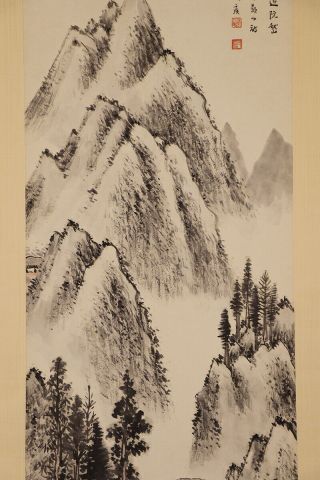 JAPANESE HANGING SCROLL ART Painting Sansui Landscape Asian antique E7853 4