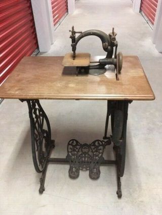 Vintage Antique 1872 Cast Iron Willcox & Gibbs Treadle Sewing Machine Base Only