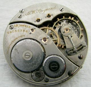 Antique 16s Elgin Bw Raymond 19 Jewel Pocket Watch Movement Parts Repair