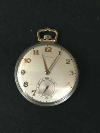 Vintage Hamilton 917 10k Gold Filled Size 10 Pocket Watch Still Runs