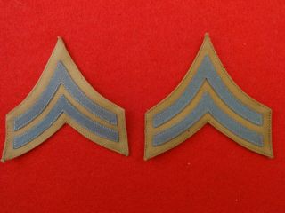 Pair Us Army Infantry Corporal Chevron 1902 To 1903 Blue Stripe Khaki Uniform