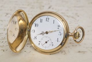 REPEATER 14K Gold Antique REPEATING Hunter Pocket Watch by Magnenat - Lecoultre 2