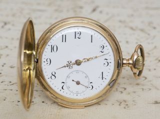 REPEATER 14K Gold Antique REPEATING Hunter Pocket Watch by Magnenat - Lecoultre 3