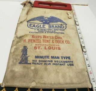 Vintage Eagle Brand Canvas Drinking Water Bag W/ Cork And Tags
