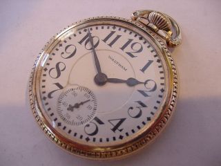 1926 16s 21 - Jewel Waltham Crescent St Railroad Watch Yellow Gold Filled