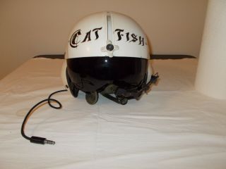 Vintage Gentex Helicopter Flight Crew White Helmet Tinted Visor Regular Size.