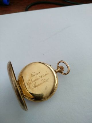 Rare 18K Solid Gold with Diamonds Full Hunter Pocket Watch - Serviced 12