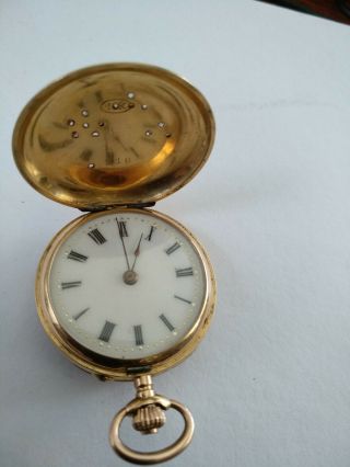 Rare 18K Solid Gold with Diamonds Full Hunter Pocket Watch - Serviced 3