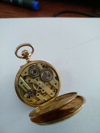 Rare 18K Solid Gold with Diamonds Full Hunter Pocket Watch - Serviced 9