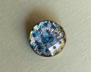 Foiled Silver & Peacock Colors Under Glass Set In Metal Button 3