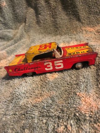 Vintage Antique Tin Toy Friction Race Car Challenger.  35.  375 Hp 5.  5”friction
