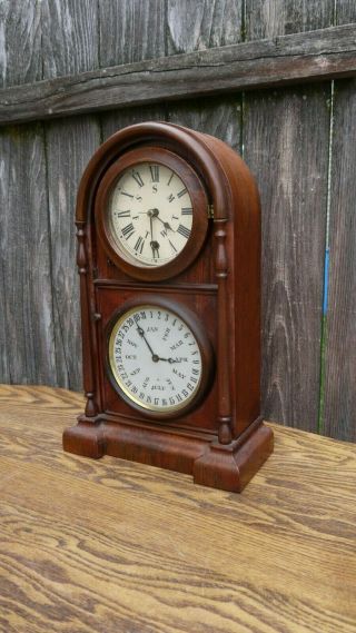 Antique EN Welch Double Dial Calendar Clock,  BB Lewis calendar project clock 2