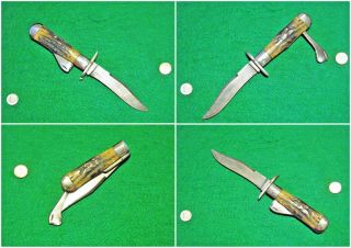 Vtg Sheath Pocket Blade MARBLES Safety Hunting Knife 1 Orig leather fold case 8