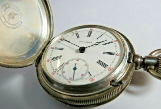 ANTIQUE LONGINES STERLING SILVER HUNTING CASE POCKET WATCH 16 ' S LEVER SET 3
