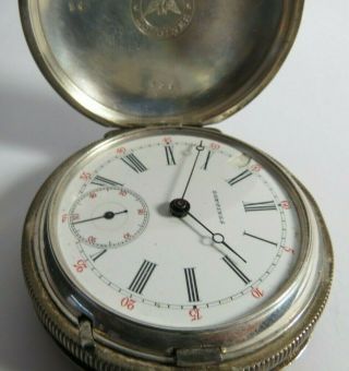 ANTIQUE LONGINES STERLING SILVER HUNTING CASE POCKET WATCH 16 ' S LEVER SET 4