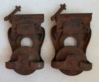 Pair (2) Antique Vintage Barn Door (other?) Pulley Pulleys Rollers