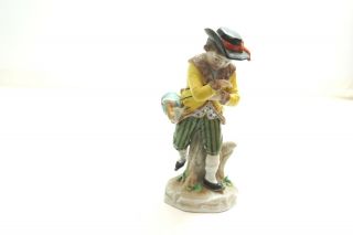 Vintage Sitzendorf Porcelain Figurine Man Coming Back From Hunting Rabbit Duck