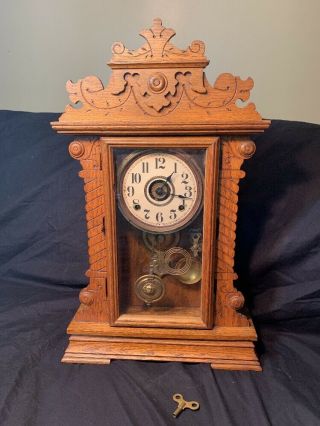 Antique Seth Thomas Gingerbread Parlor Or Kitchen Clock Runs