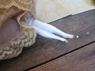 Extraordinary 1920s Germany Flapper Pincushion Half Doll Hands Raised & Porcelai 7