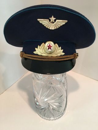 Soviet Air Force Officers Peaked Cap Russian Aviation Insignia Imp Eagle Btn 