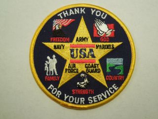 Thank You For Your Service Usa Patch - Freedom God Family Strength Service