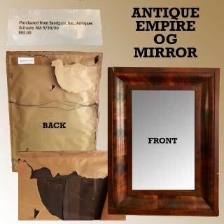 Antique Empire Period O G Mirror With Wood Back In Fine