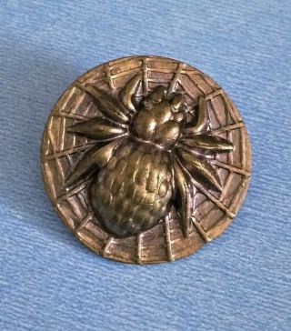 Antique Stamped Brass Spider - Insect Button