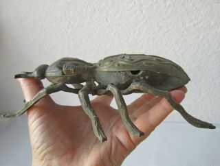 Antique Vintage Large Antique Beetle Insect Crusader Bug Ashtray With Cross