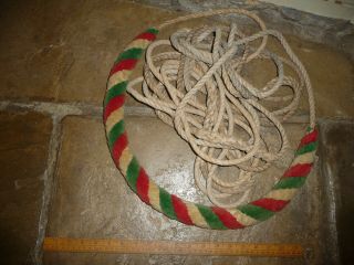 Antique Church Bell Ringers Rope / Bell Rope With Green /white / Red Sally
