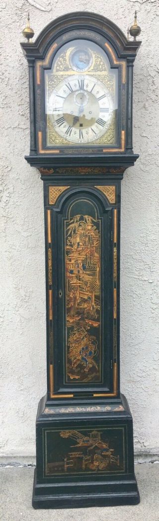 Antique Chinoiserie Tall Case Grandfather Clock