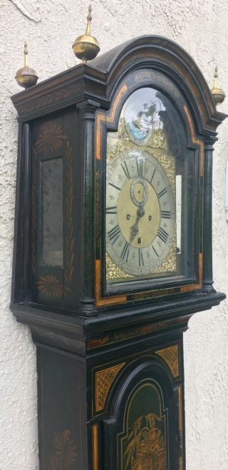 ANTIQUE CHINOISERIE TALL CASE GRANDFATHER CLOCK 6